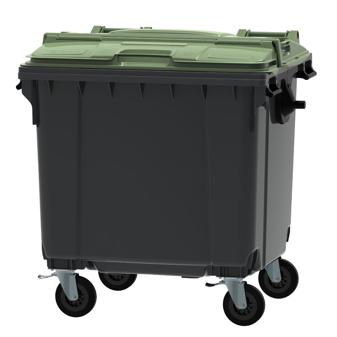 ESE 1100 l Lid-in-Lid Waste Container, Green – photo 2