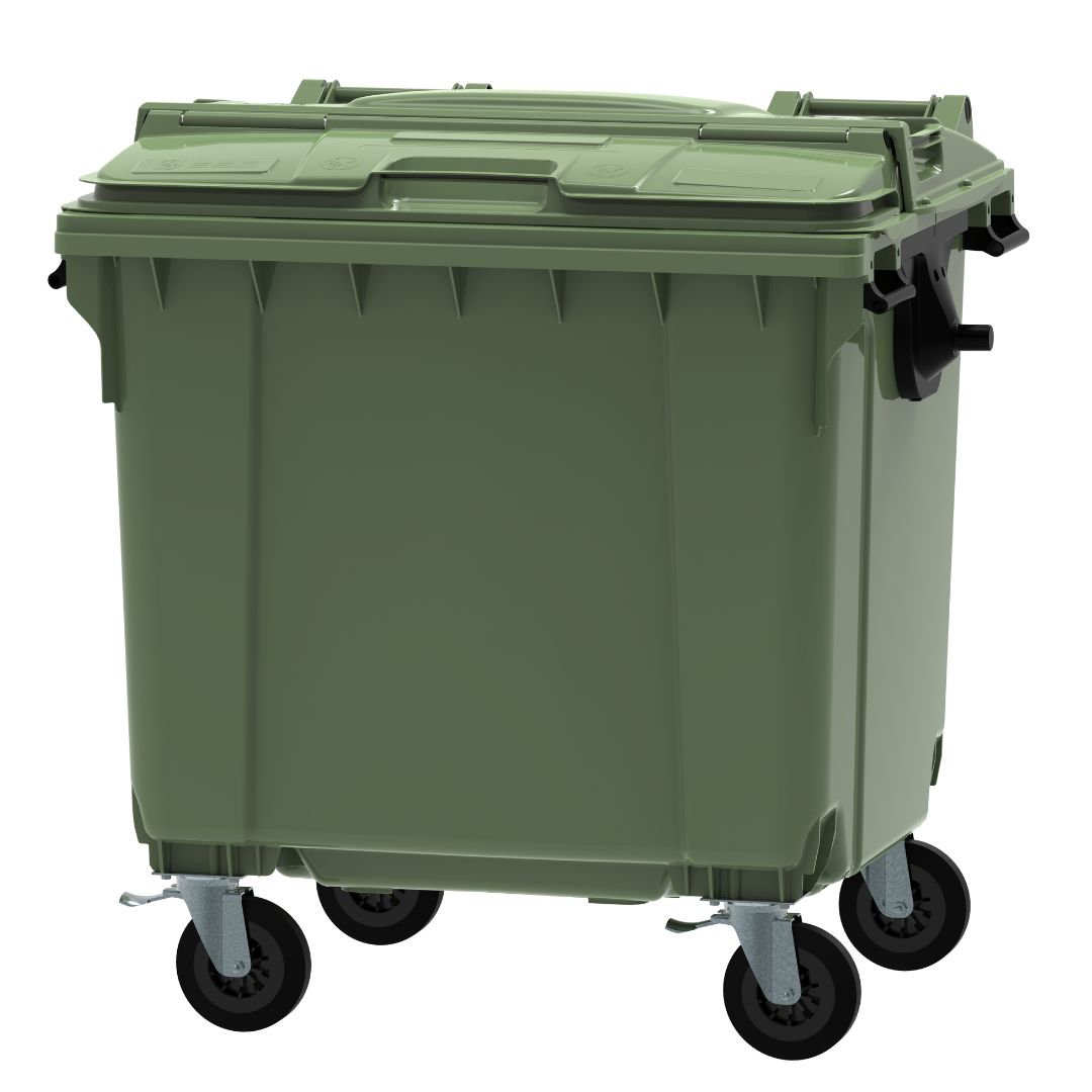 ESE 1100 l Lid-in-Lid Waste Container, Green – photo 3
