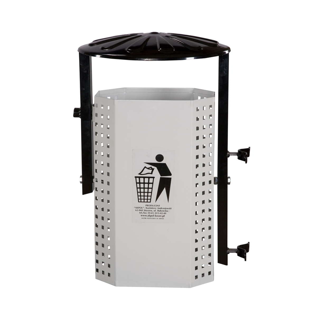 Aleksandra street litter bin 35 l with canopy and ashtray