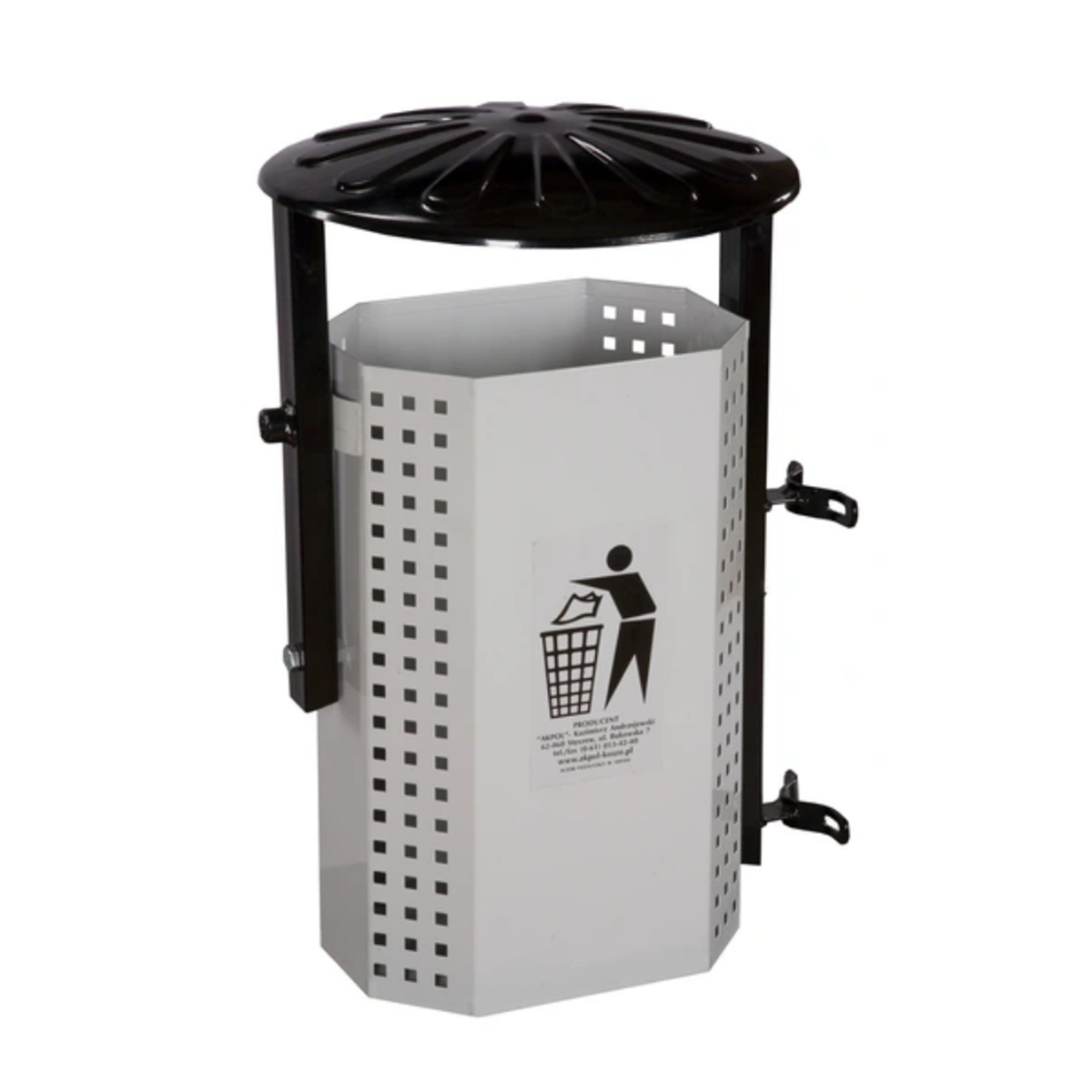 Aleksandra street litter bin 35 l with canopy and ashtray – photo 2