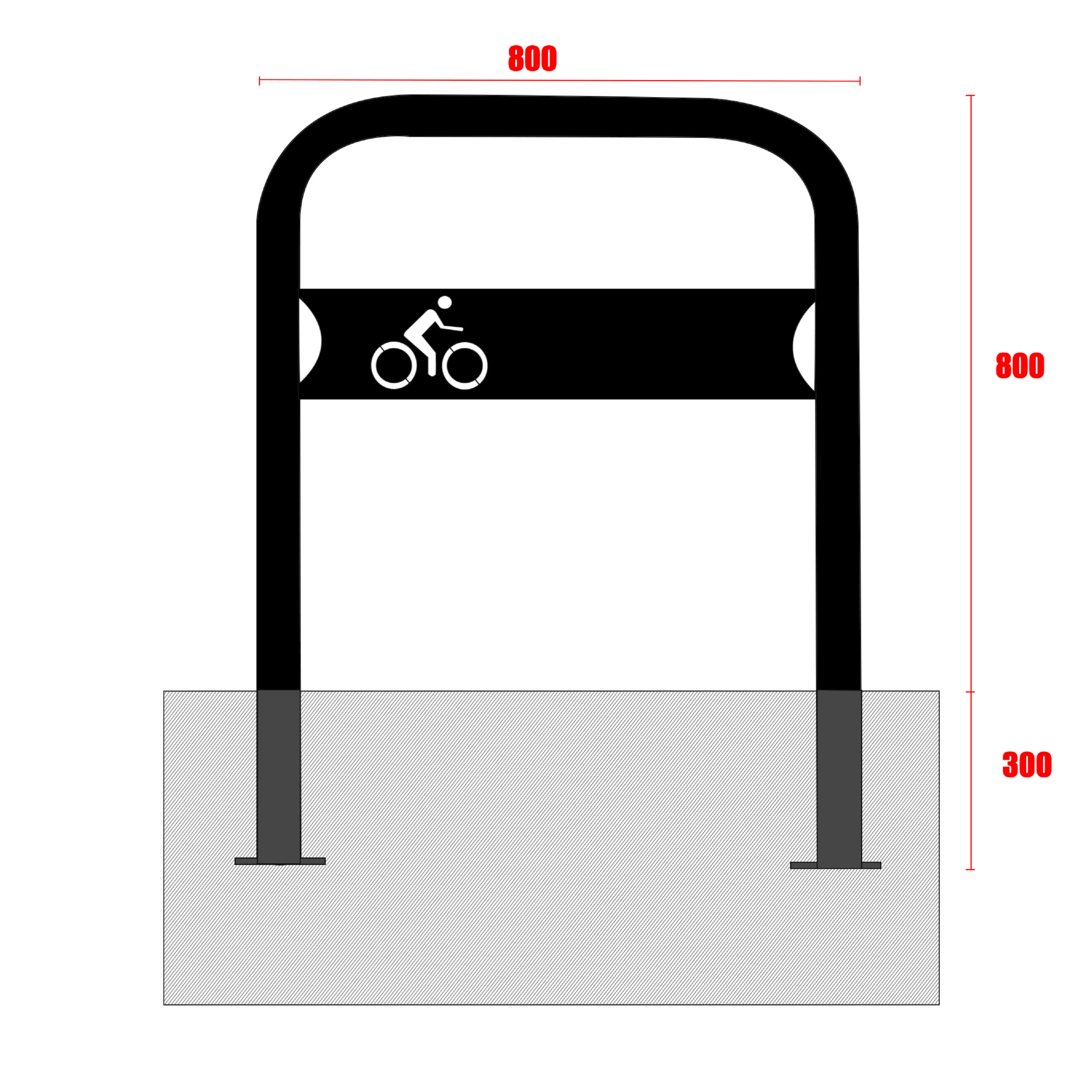 Bronisław Ø 60 mm in-ground bike rack 110 cm with cycle sign – photo 4