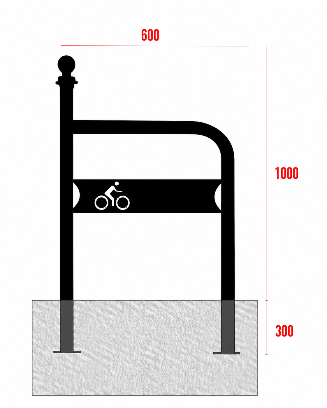 Bronisław bike rack with ball 130 cm with cycle sign – photo 6