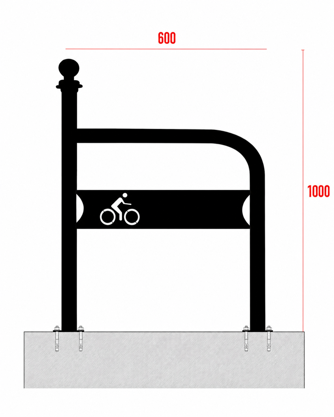 Bronisław Bolt-Down Bike Rack 100 cm with Bicycle Sign – photo 6