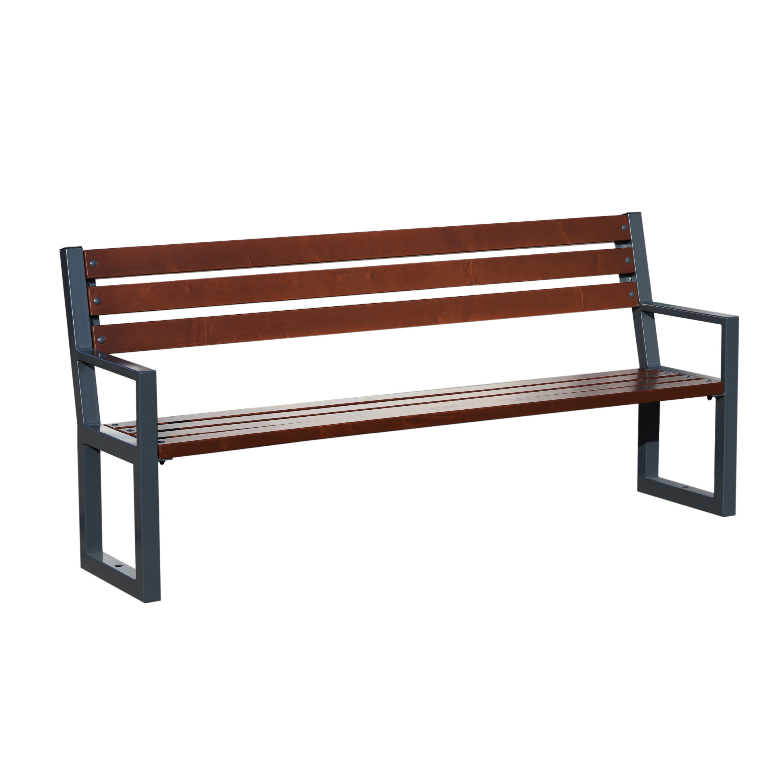 Nikoleta Steel Bench with Armrest 180 cm