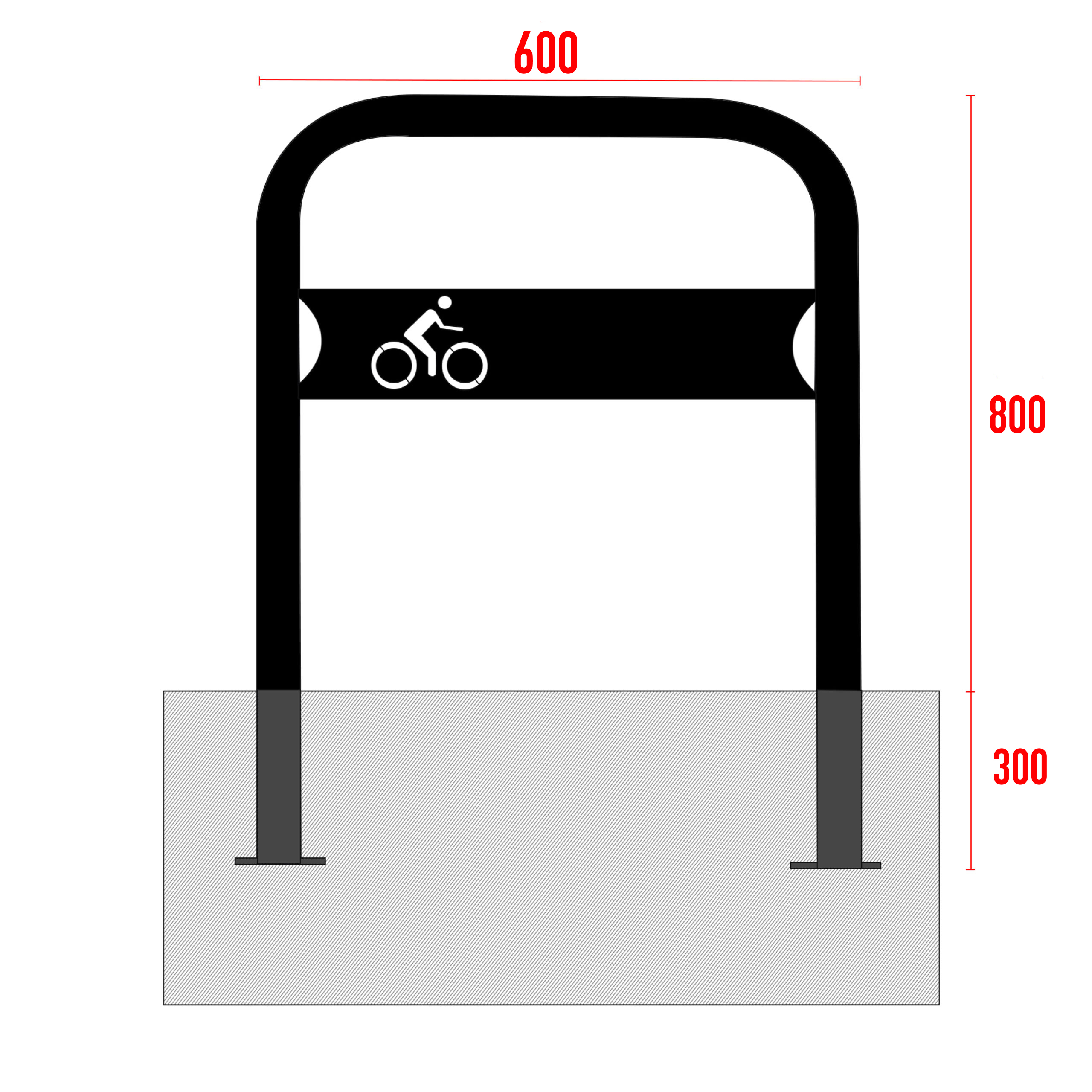 Bronisław Bike Rack Ø 48 mm In-Ground 110 cm with Bicycle Sign – photo 3