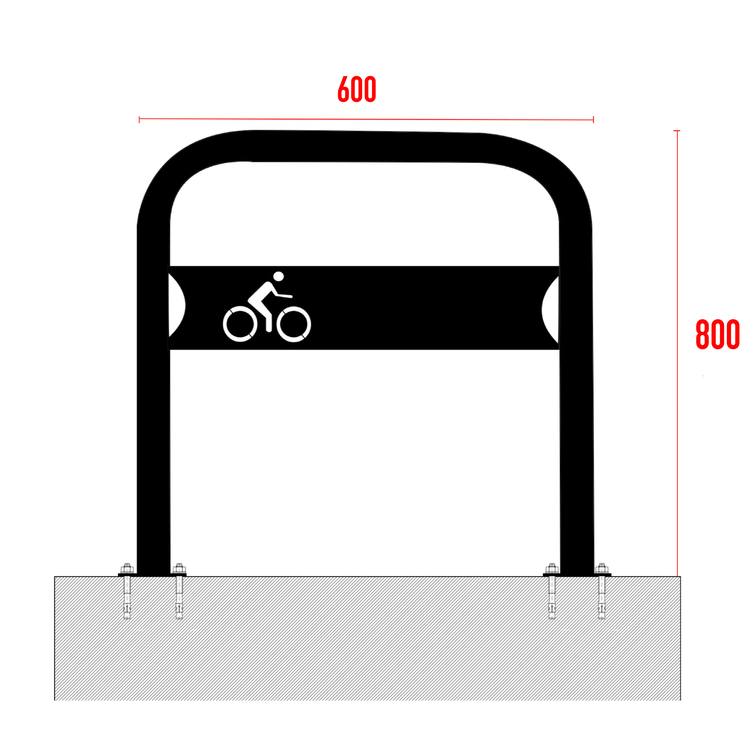 Fahrradständer Bronisław Ø 48 mm zum Aufschrauben 80 cm mit Fahrradschild – Foto 3