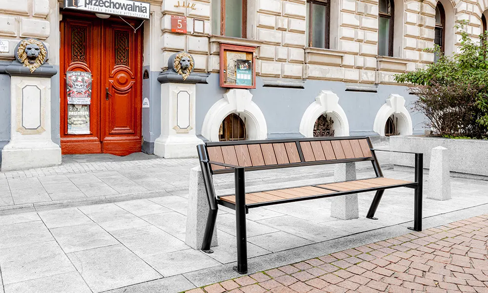 Ławka parkowa Sławek kompozyt WPC z podłokietnikiem – fotografija 9