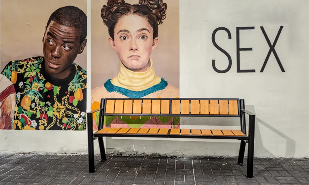 Sławek park bench with armrest, premium version – photo 5