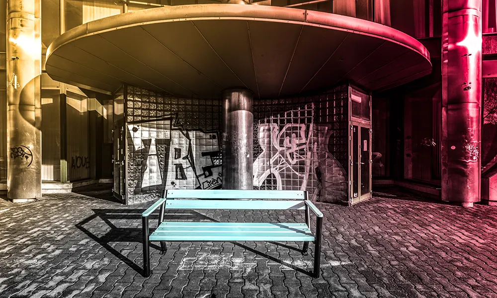Sławek park bench with wooden armrest – photo 11
