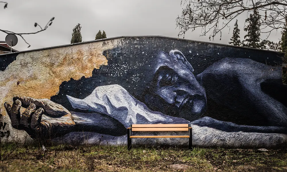 Sławek park bench with wooden armrest – photo 13