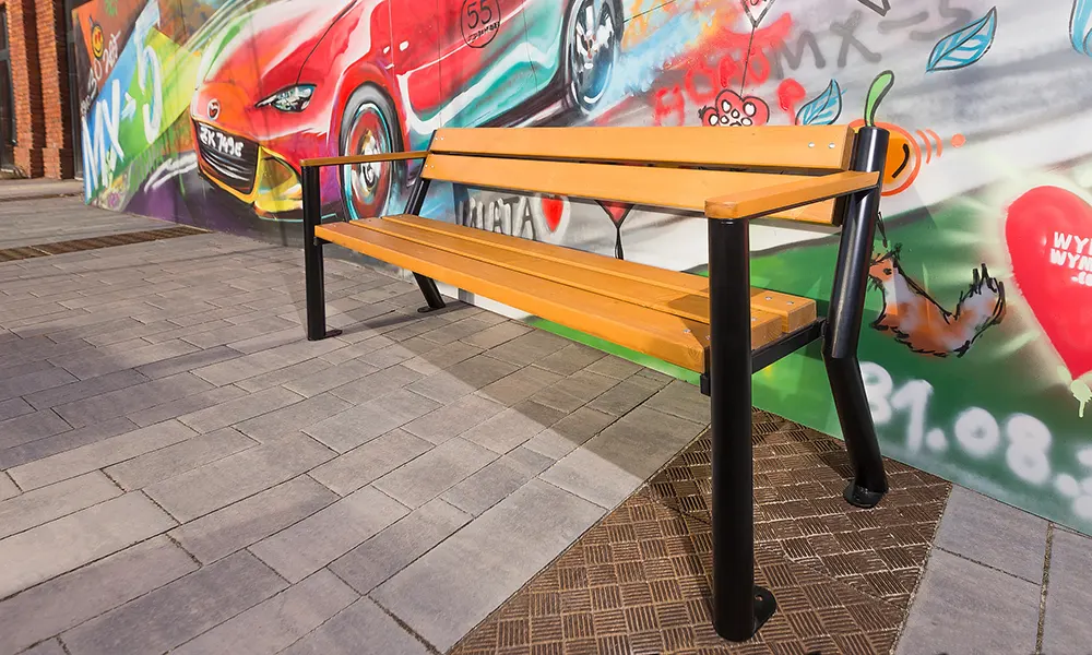 Sławek park bench with wooden armrest – photo 5