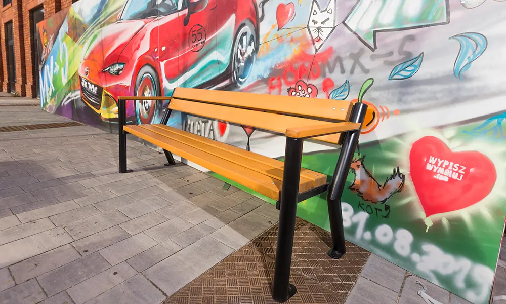 Sławek park bench with wooden armrest – photo 7
