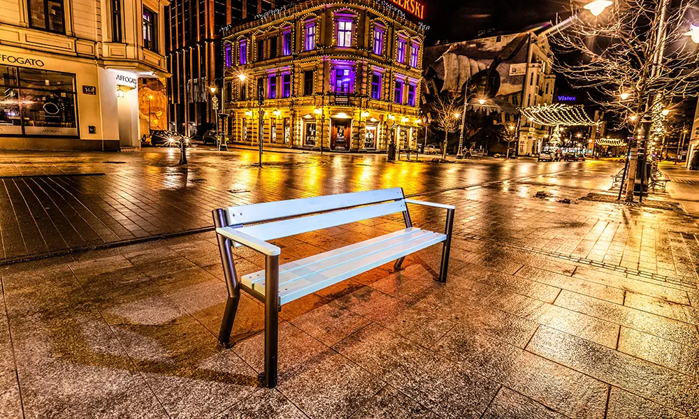Sławek park bench with wooden armrest – photo 8