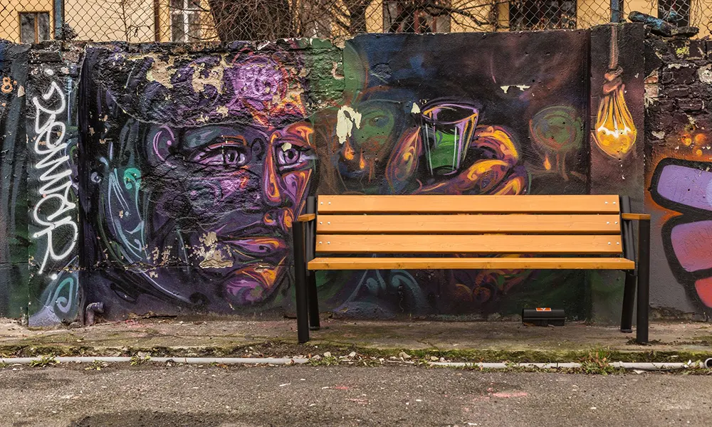 Sławek park bench with wooden armrest, version 2 – photo 12