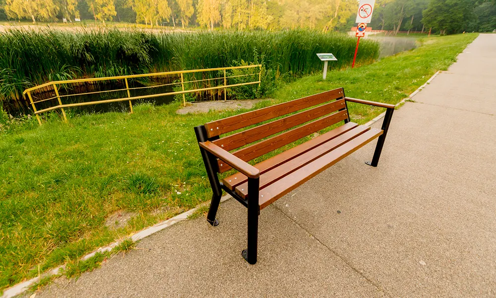 Sławek park bench with wooden armrest, version 2 – photo 5