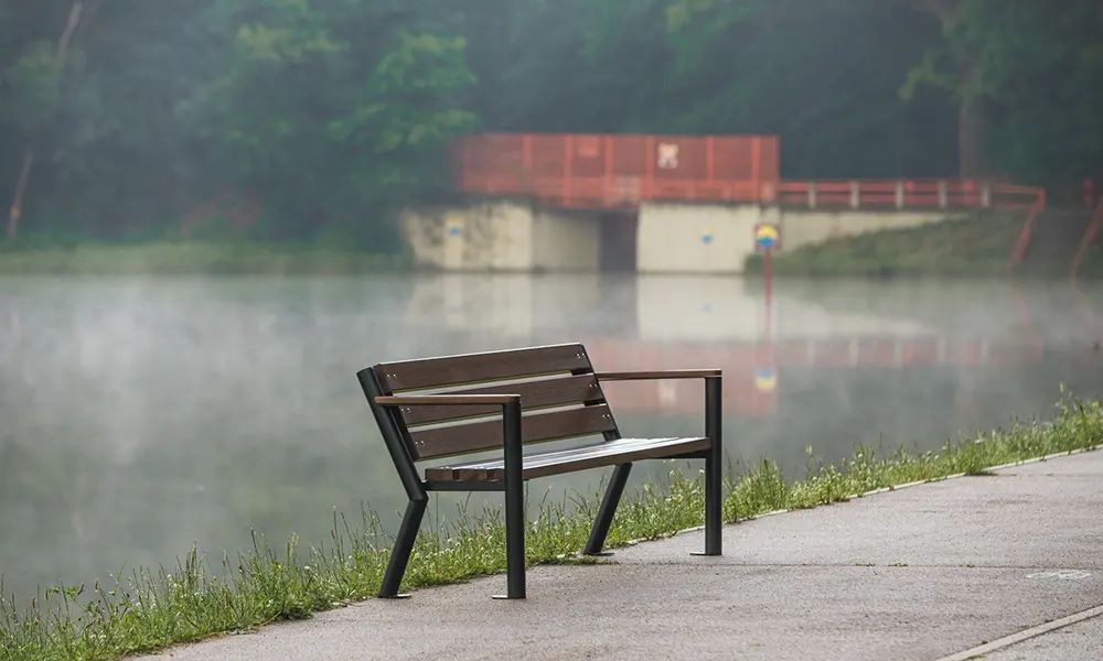 Sławek park bench with wooden armrest, version 2 – photo 6