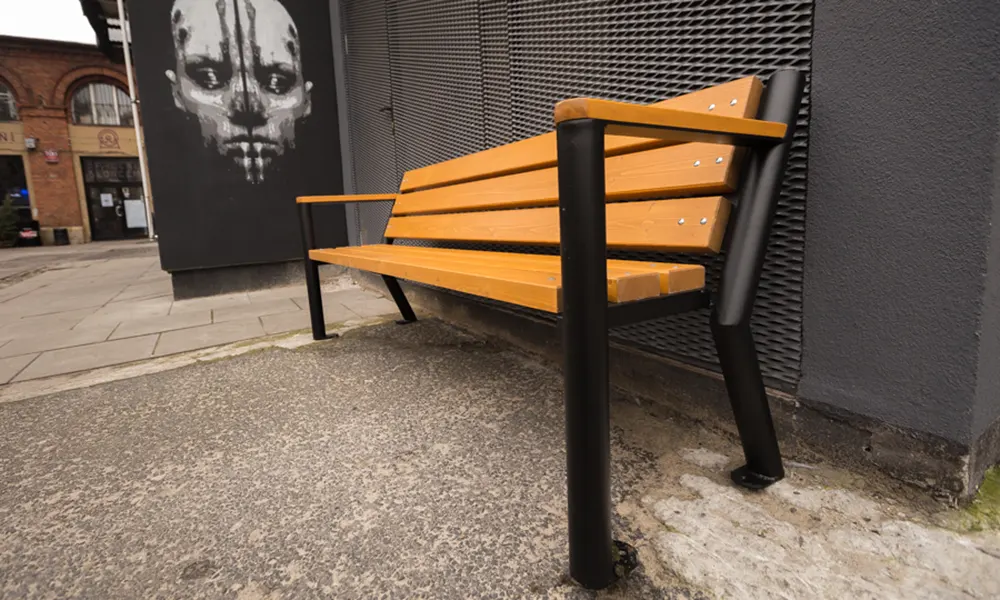 Sławek park bench with wooden armrest, version 2 – photo 8