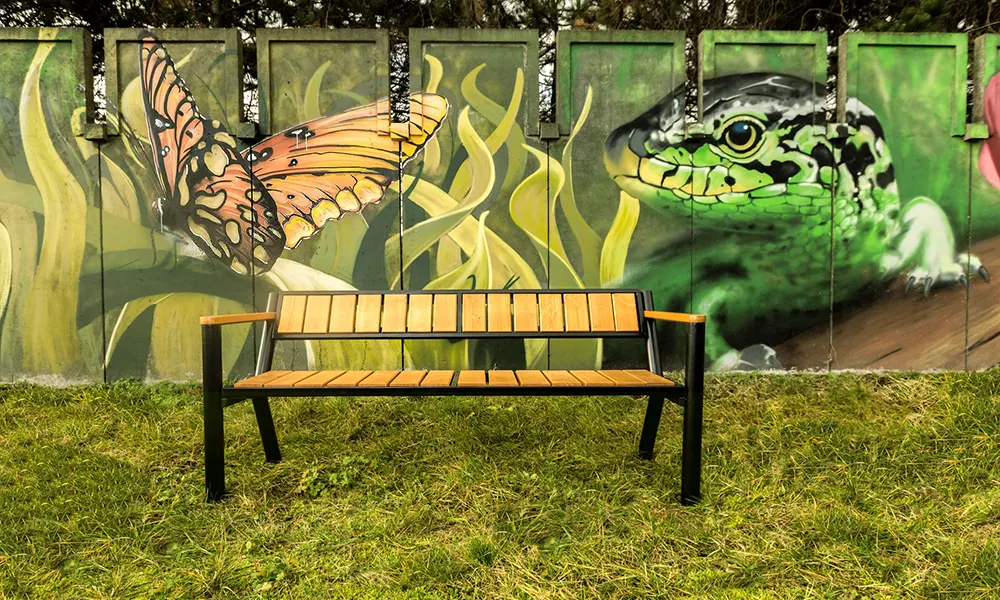 Sławek park bench with wooden armrest, premium version – photo 4