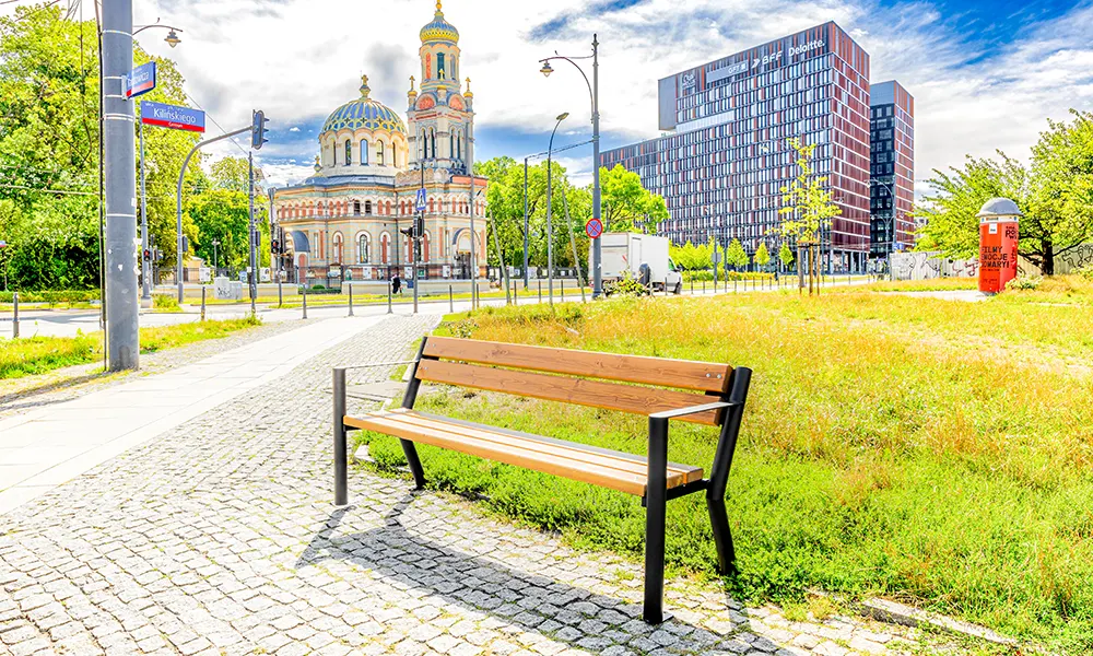 Sławek park bench with armrests