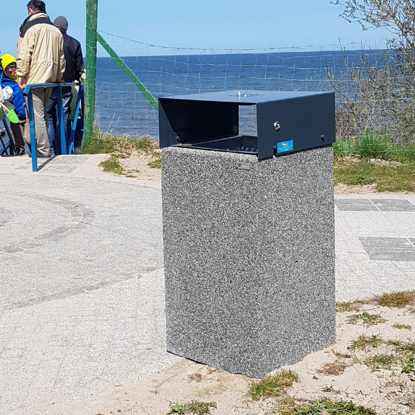 Jerzy concrete litter bin 40 l with roof – photo 8