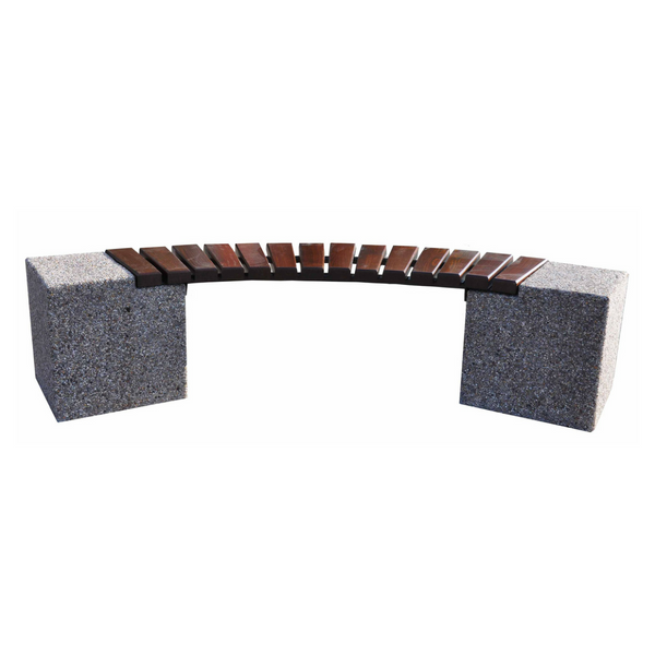 Michele Curved Concrete Bench 195 x 40 x 42 cm without Backrest