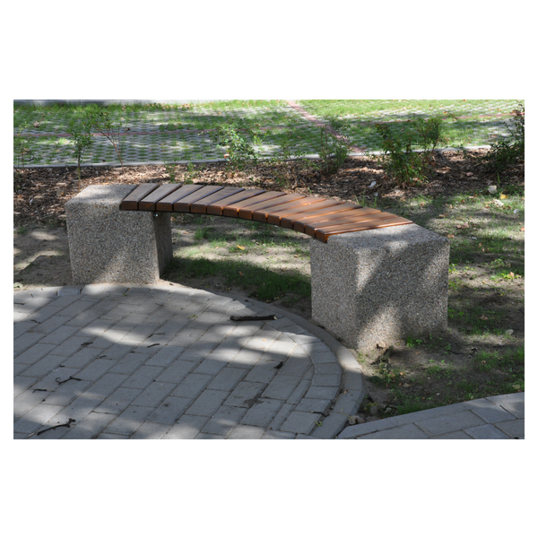 Michele Curved Concrete Bench 195 x 40 x 42 cm without Backrest – photo 4