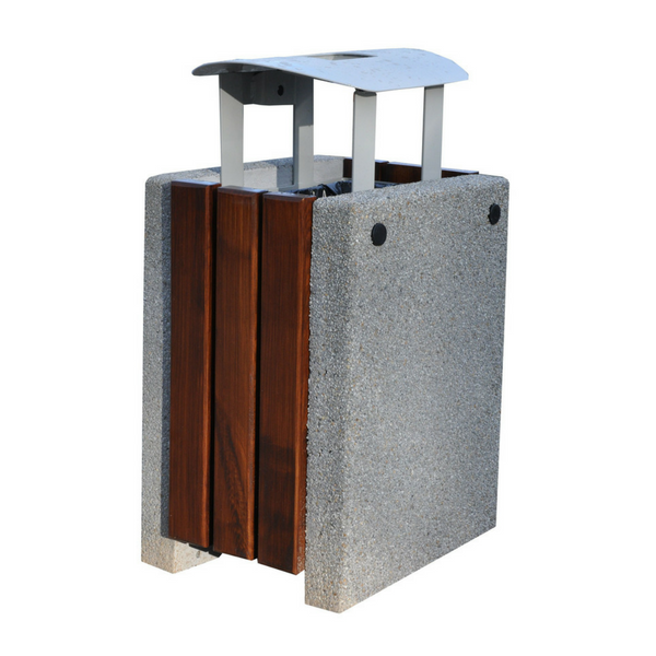 Valentin Concrete and Timber Litter Bin 50 l with Roof