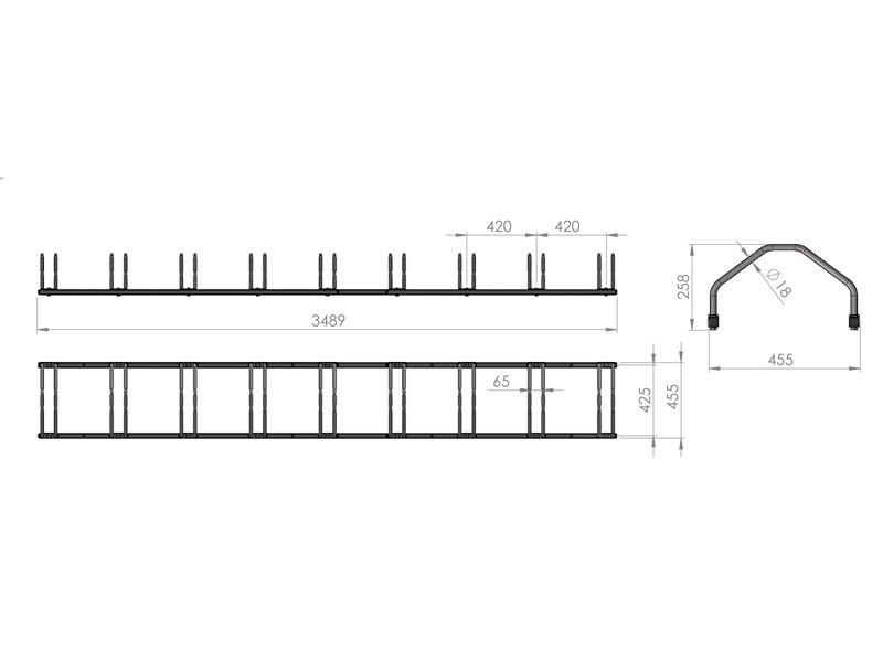 Stojak rowerowy Kornel 9 stanowisk nierdzewny – foto 11
